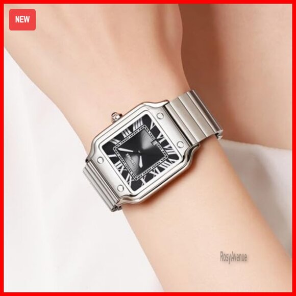 Silver Analog Watch Roman Numerals Stainless Steel Strap Waterproof Unisex main image 7